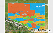Political Panoramic Map of Alberta, satellite outside