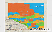 Political Panoramic Map of Alberta, shaded relief outside