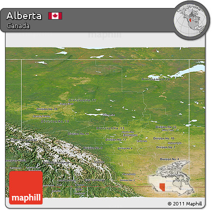 Satellite Panoramic Map of Alberta