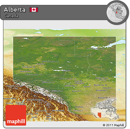 Satellite Panoramic Map of Alberta, physical outside