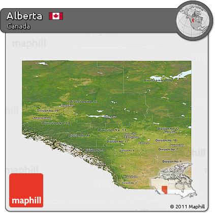 Satellite Panoramic Map of Alberta, single color outside