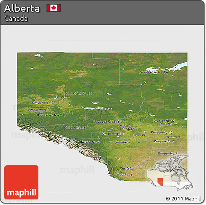 Satellite Panoramic Map of Alberta, single color outside
