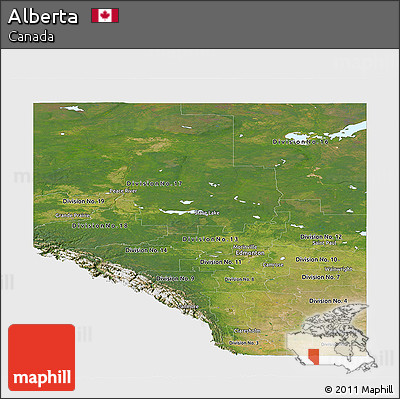 Satellite Panoramic Map of Alberta, single color outside