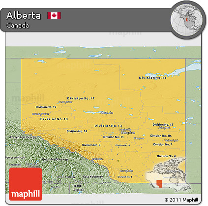 Savanna Style Panoramic Map of Alberta