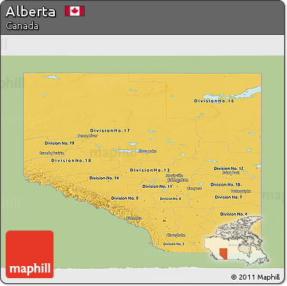 Savanna Style Panoramic Map of Alberta, single color outside