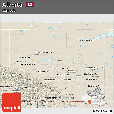 Shaded Relief Panoramic Map of Alberta