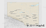 Shaded Relief Panoramic Map of Alberta, lighten, desaturated