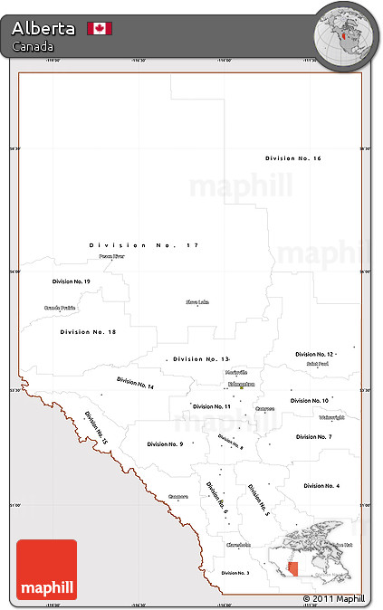 Classic Style Simple Map of Alberta, cropped outside
