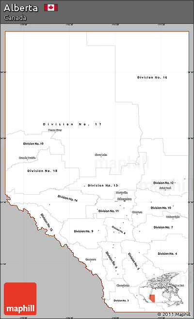 Gray Simple Map of Alberta, cropped outside