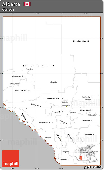 Gray Simple Map of Alberta, cropped outside