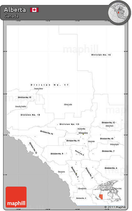 Gray Simple Map of Alberta, single color outside