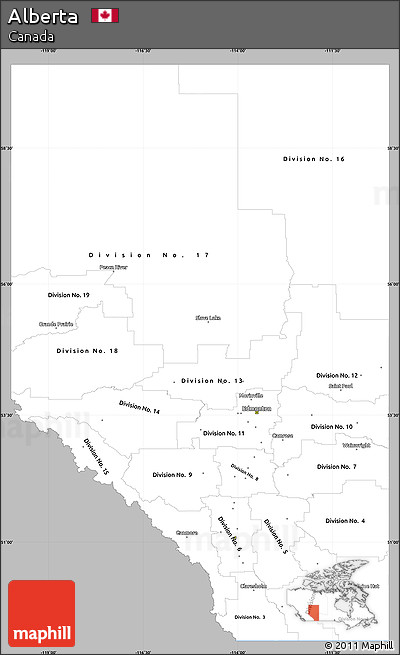 Gray Simple Map of Alberta, single color outside
