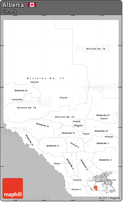 Gray Simple Map of Alberta, single color outside