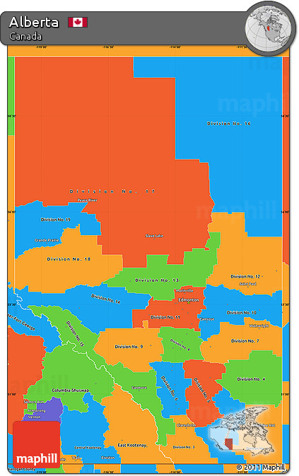Political Simple Map of Alberta