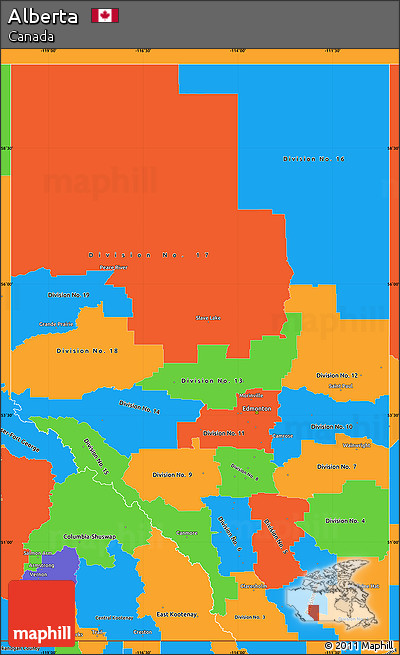 Political Simple Map of Alberta