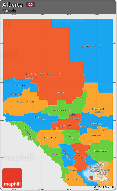 Political Simple Map of Alberta, single color outside
