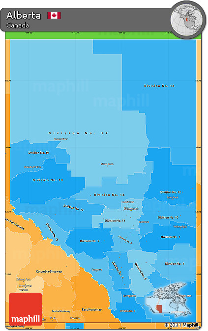 Political Shades Simple Map of Alberta