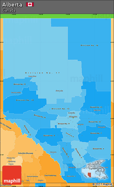 Political Shades Simple Map of Alberta
