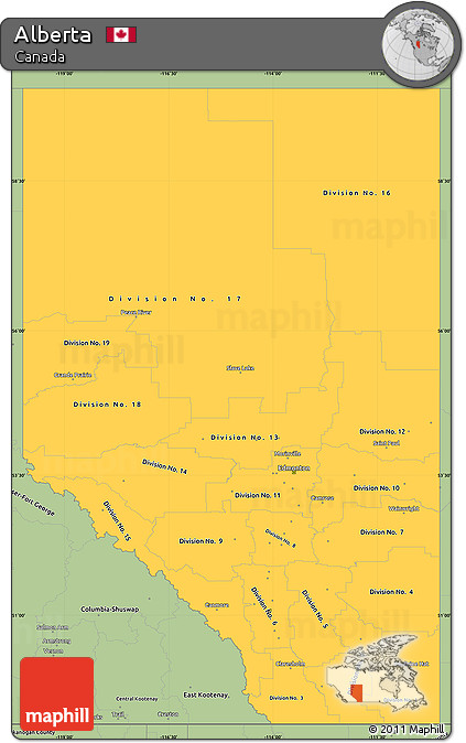 Savanna Style Simple Map of Alberta