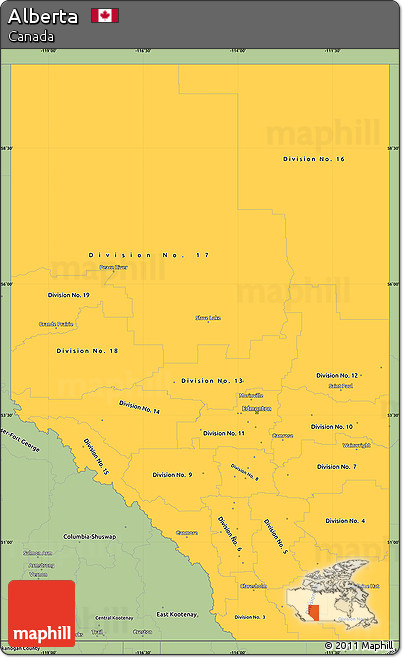 Savanna Style Simple Map of Alberta