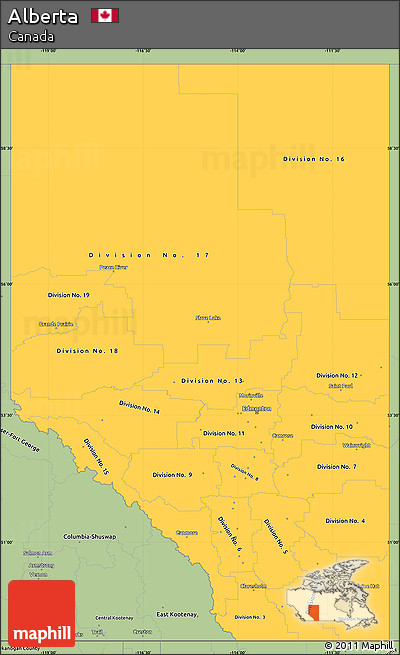 Savanna Style Simple Map of Alberta