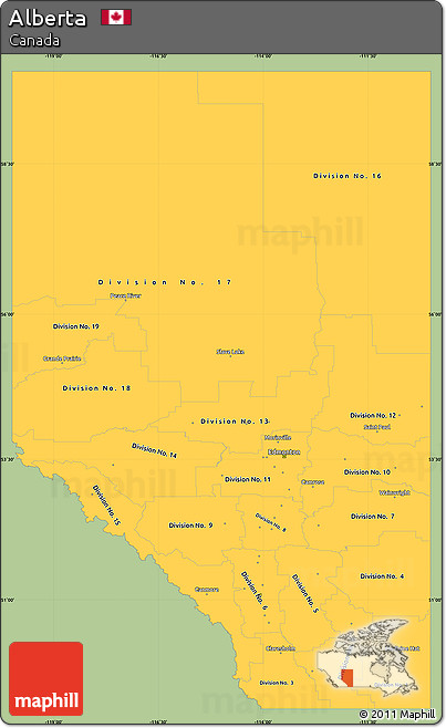 Savanna Style Simple Map of Alberta, single color outside