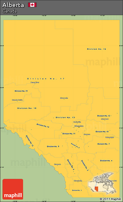 Savanna Style Simple Map of Alberta, single color outside