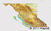 Physical 3D Map of British Columbia, cropped outside