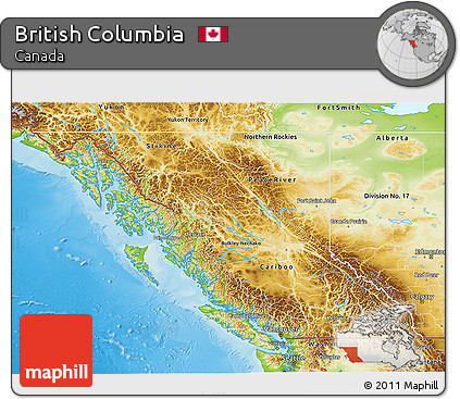Physical 3D Map of British Columbia