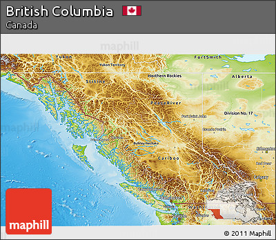 Physical 3D Map of British Columbia