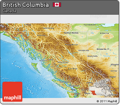 Physical 3D Map of British Columbia