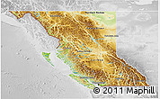 Physical 3D Map of British Columbia, lighten, desaturated