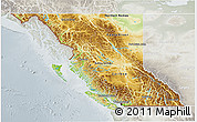 Physical 3D Map of British Columbia, lighten, semi-desaturated