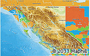 Physical 3D Map of British Columbia, political outside