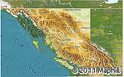 Physical 3D Map of British Columbia, satellite outside