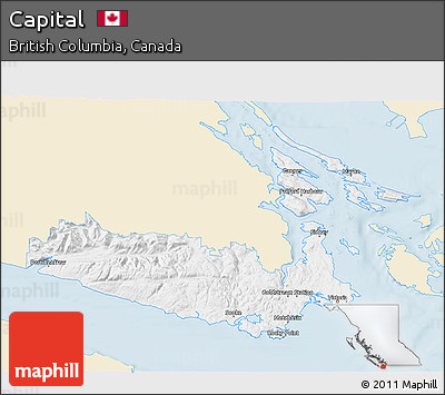 Classic Style 3D Map of Capital, single color outside