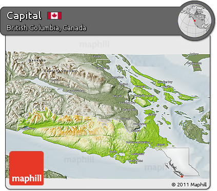 Physical 3D Map of Capital, semi-desaturated