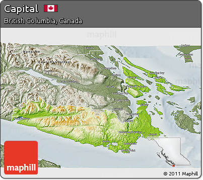 Physical 3D Map of Capital, semi-desaturated