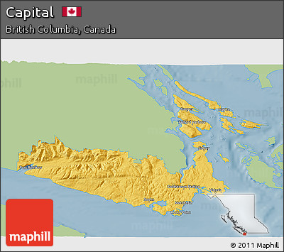 Savanna Style 3D Map of Capital, single color outside
