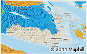 Shaded Relief 3D Map of Capital, political outside