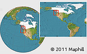 Satellite Location Map of Capital, highlighted country, highlighted parent region, within the entire country