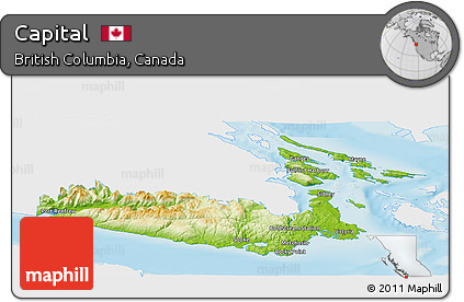 Physical Panoramic Map of Capital, single color outside