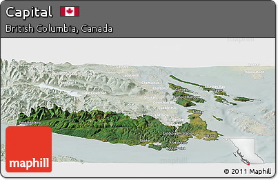 Satellite Panoramic Map of Capital, lighten