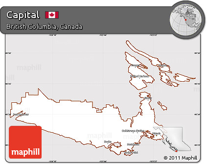 Classic Style Simple Map of Capital, cropped outside