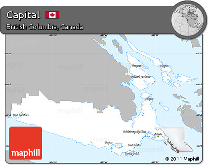 Gray Simple Map of Capital, single color outside