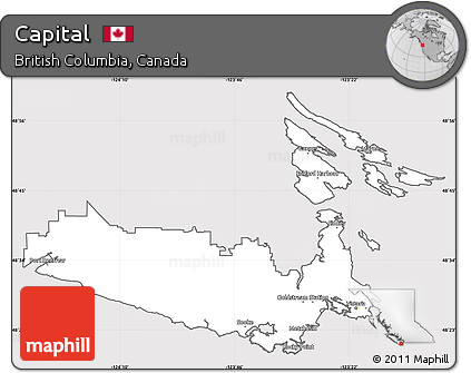 Silver Style Simple Map of Capital, cropped outside
