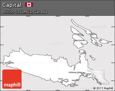 Silver Style Simple Map of Capital, cropped outside