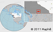 Gray Location Map of Central Okanagan, highlighted country, highlighted parent region, hill shading