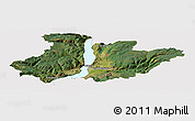 Satellite Panoramic Map of Central Okanagan, cropped outside