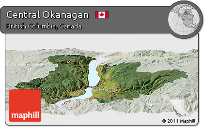Satellite Panoramic Map of Central Okanagan, lighten